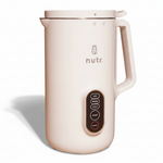 White electric jug with control panel on a brown background