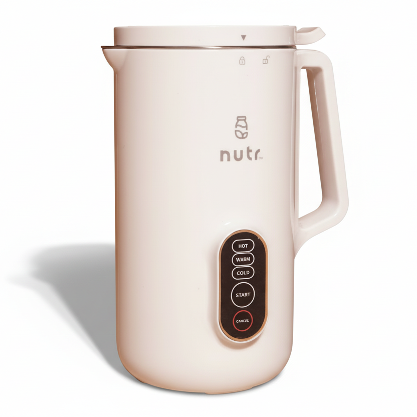 White electric jug with control panel on a brown background