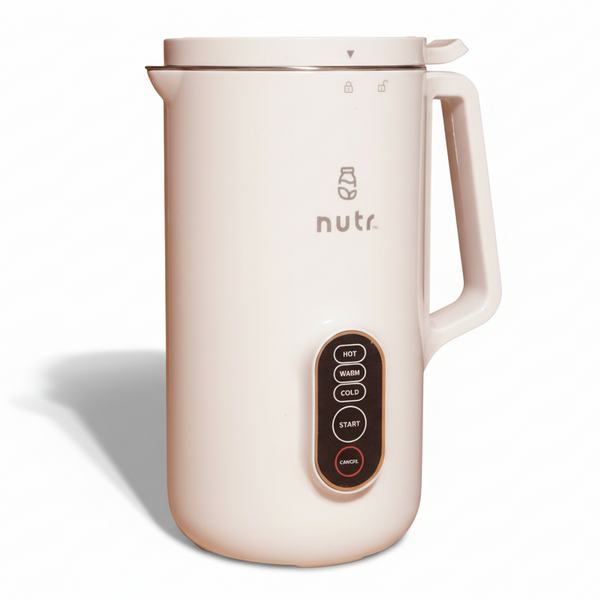 White electric jug with control panel on a brown background
